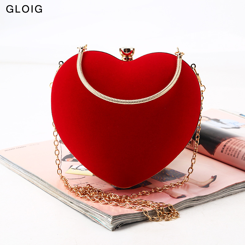 Mini Purse Chain - Czerwone serce Design damskie kopertówki małe